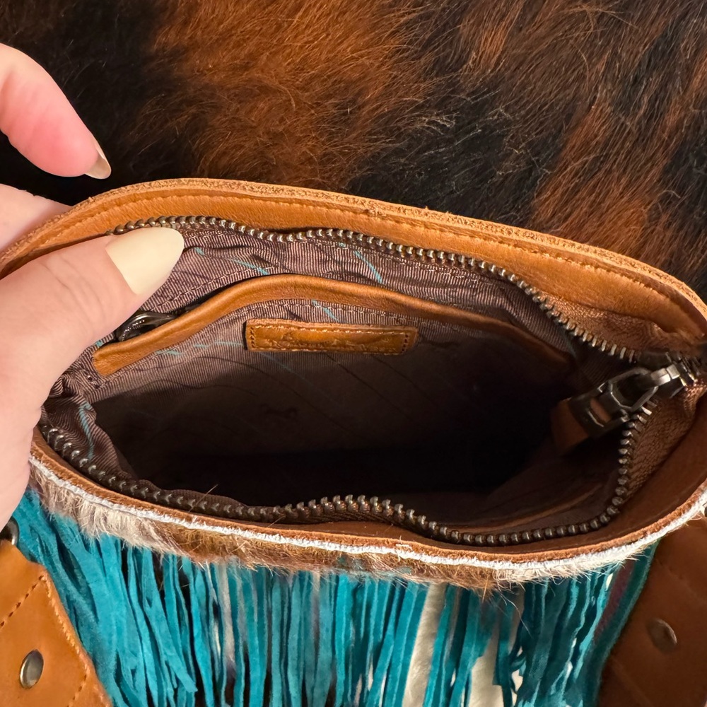 Montana West Cowhide Fringe Leather Bag - Picture 2 of 4